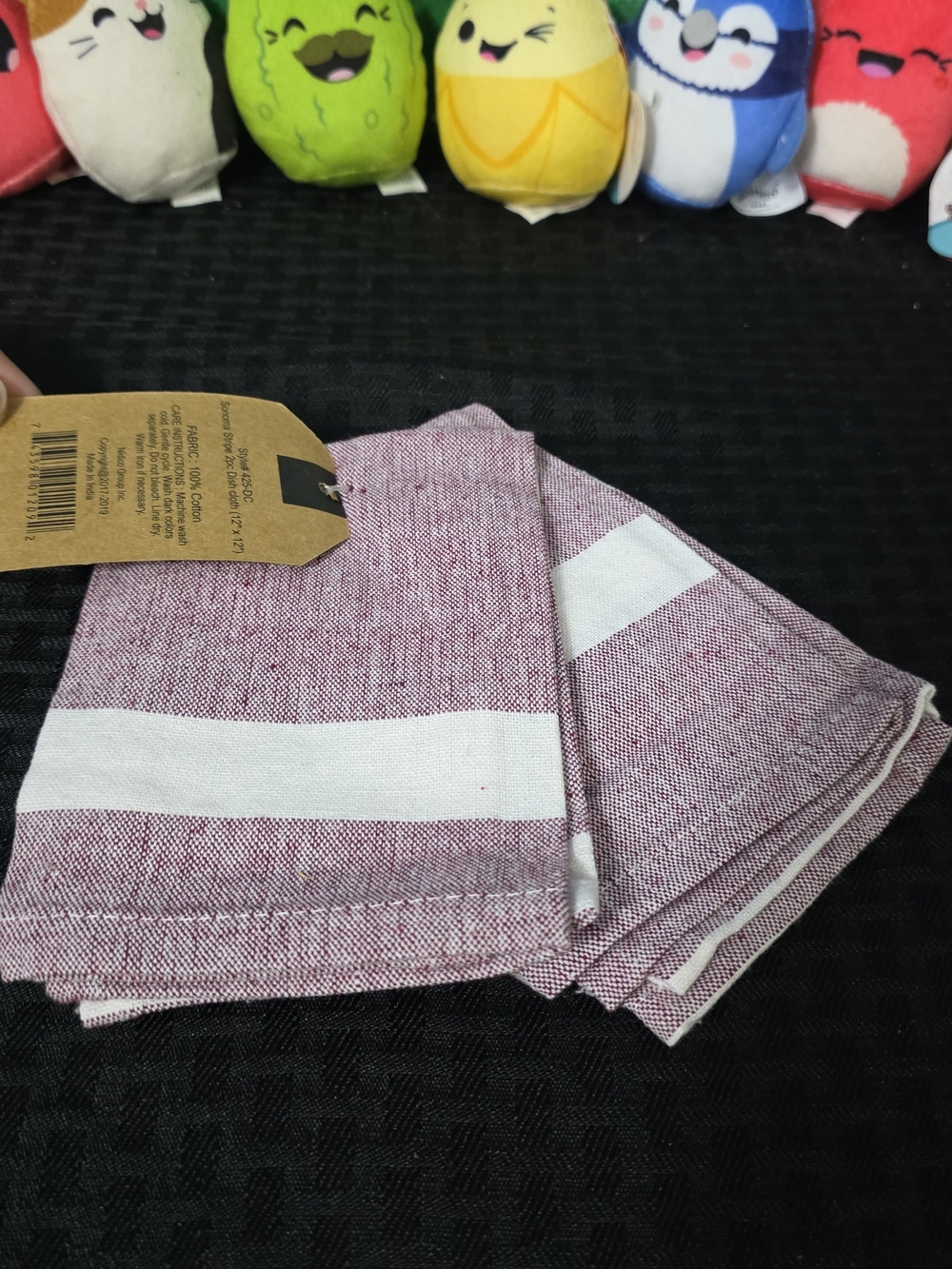 Striped Mauve and White Kitchen Dish Cloths 12×12 Set Of 2